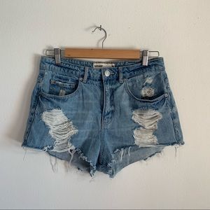 Denim Cutoff Distressed Shorts size 7 (28) Garage